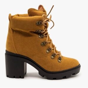 BEAST FASHION Mustard Lace-Up Boots